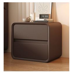 Nightstand with 2 Solid Wood Drawer, Microfiber Leather Wrapping Bedside Table, Modern Stand Bedside Table for Bedroom, for Bedroom/Living Room/Dorm (