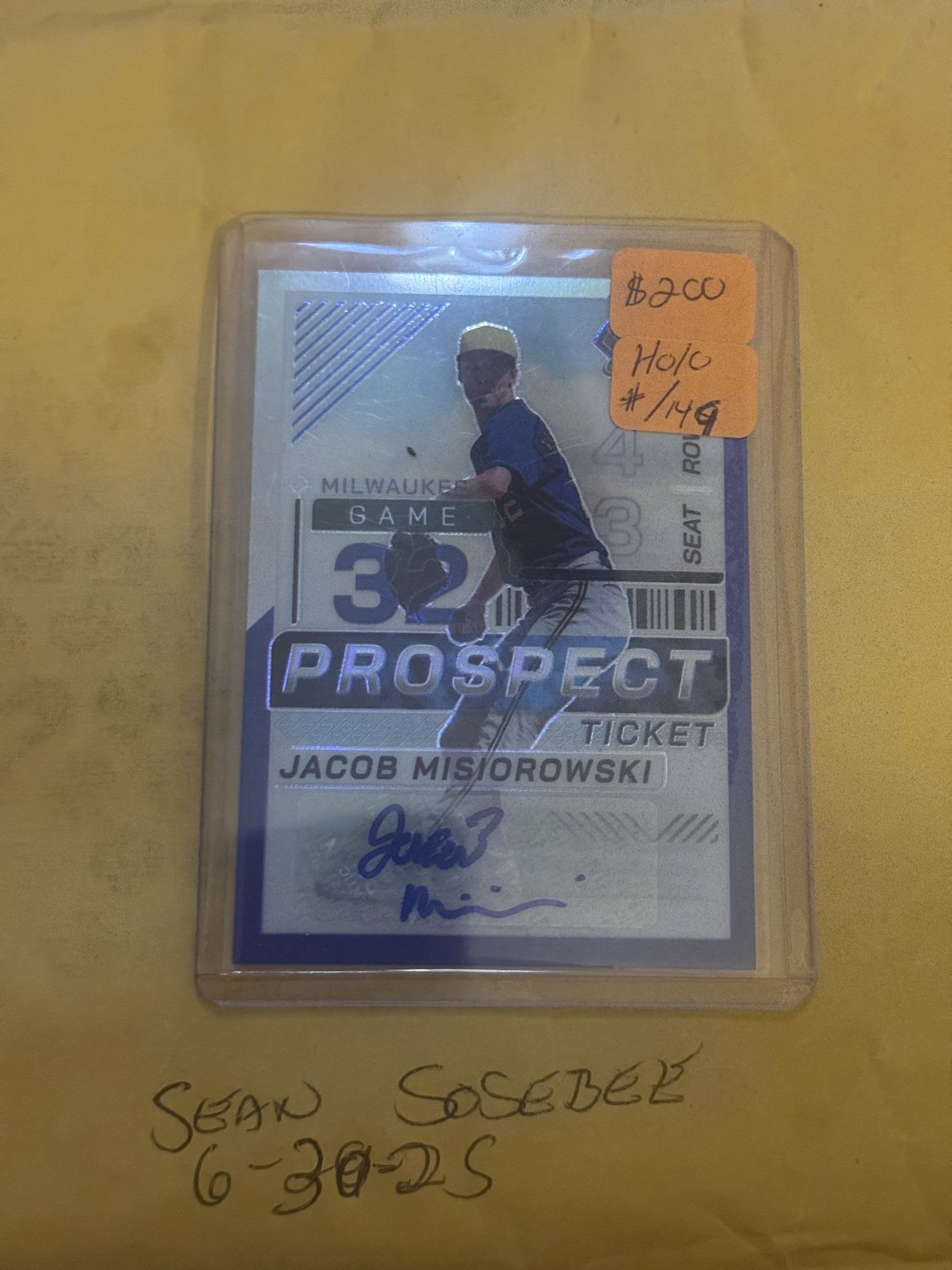 2024 Panini Prospect Edition Jacob Misiorowski #156 Blue Holo /149 AUTOGRAPH