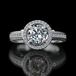 3/4 CT. Round Diamond Veneer Cubic zirconia vintage micro pave engagement sterling silver ring. 635R4001