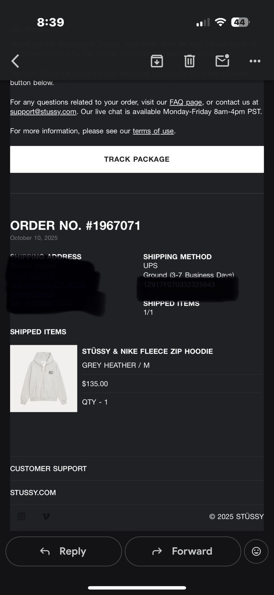 Heather Grey Stüssy Hoodie 