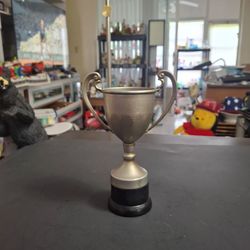 Vintage Style Two Scroll Handles Loving Cup Trophy-Silverplated Metal Alloy, Composite Base For Sports & Achievements 7"