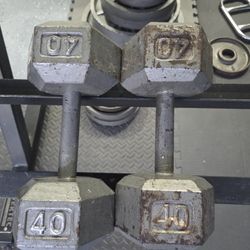 40 Pounds Dumbbells Set Weightlift Workout Weight Exercise Dumbells Solid Hex Dumbells Set  