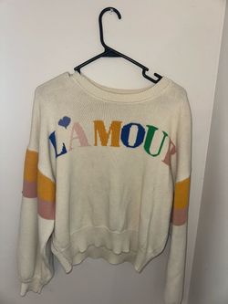 Cream 'L'AMOUR' Graphic Knit Sweater - Multicolor Lettering brand CHASER