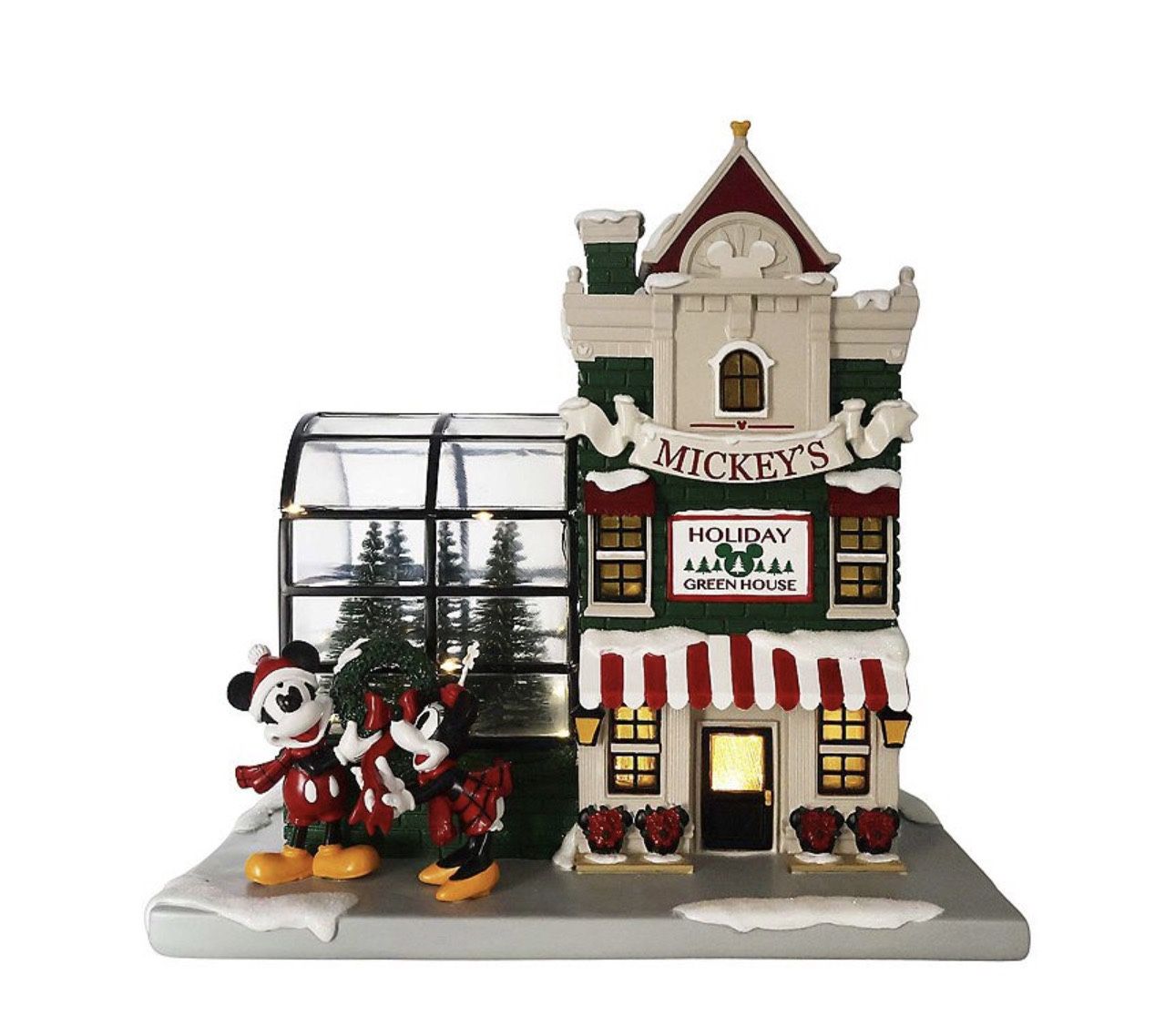 Disney's Mickey Mouse LED Holiday Green House Village Accessory Table Decor by St. Nicholas Square