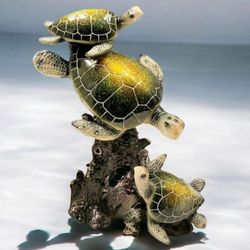 SALE!  Brand New! 9 1/2" Green Sea Turtle Family Sculpture Coastal Nautical | SHIPPING IS AVAILABLE