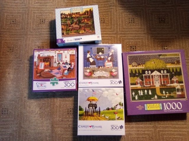 Lot Of 5 Charles Wysockis Jigsaw Puzzles