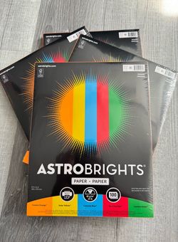 Astrobrights Paper, 8.5"x 11", 24 lb./89 Gsm, Primary Colors, 100 Sheets, Craft Paper
