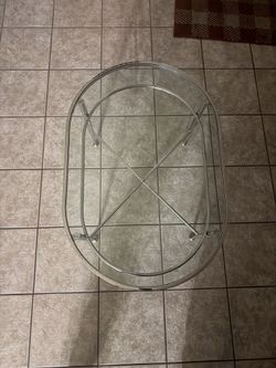 Oval Glass Coffee Table with Chrome Frame