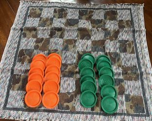 Cabelas Rug Board Reversible Checkers/Tic Tac Toe Traveling Games (NEW)