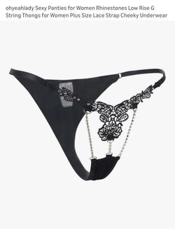 $5-ohyeahlady Sexy Panties for Women Rhinestones Low Rise G String Thongs for Women Plus Size Lace Strap Cheeky Underwear