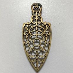 Vintage Ornate Brass Spade Trivet Kitchen Decor