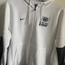 Men’s Nike DriFIT White Penn State Zip Up With Dark Gray Accents