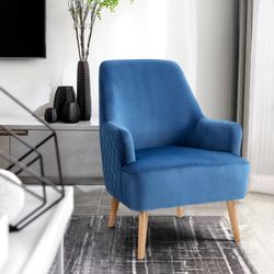 Homy Casa HUTTER BLUE Leisure Chair Modern Velvet Armchair for Living Room, Bedroom, Office Open Box