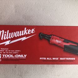 Brand New Milwaukee M12 12V Lithium-Ion Cordless 3/8 in. Ratchet (Tool-Only)