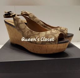 Coach Signature Wedge Slingback Sandals