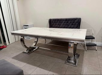 Modern Granite Dining Table Set – 4 Chairs Included