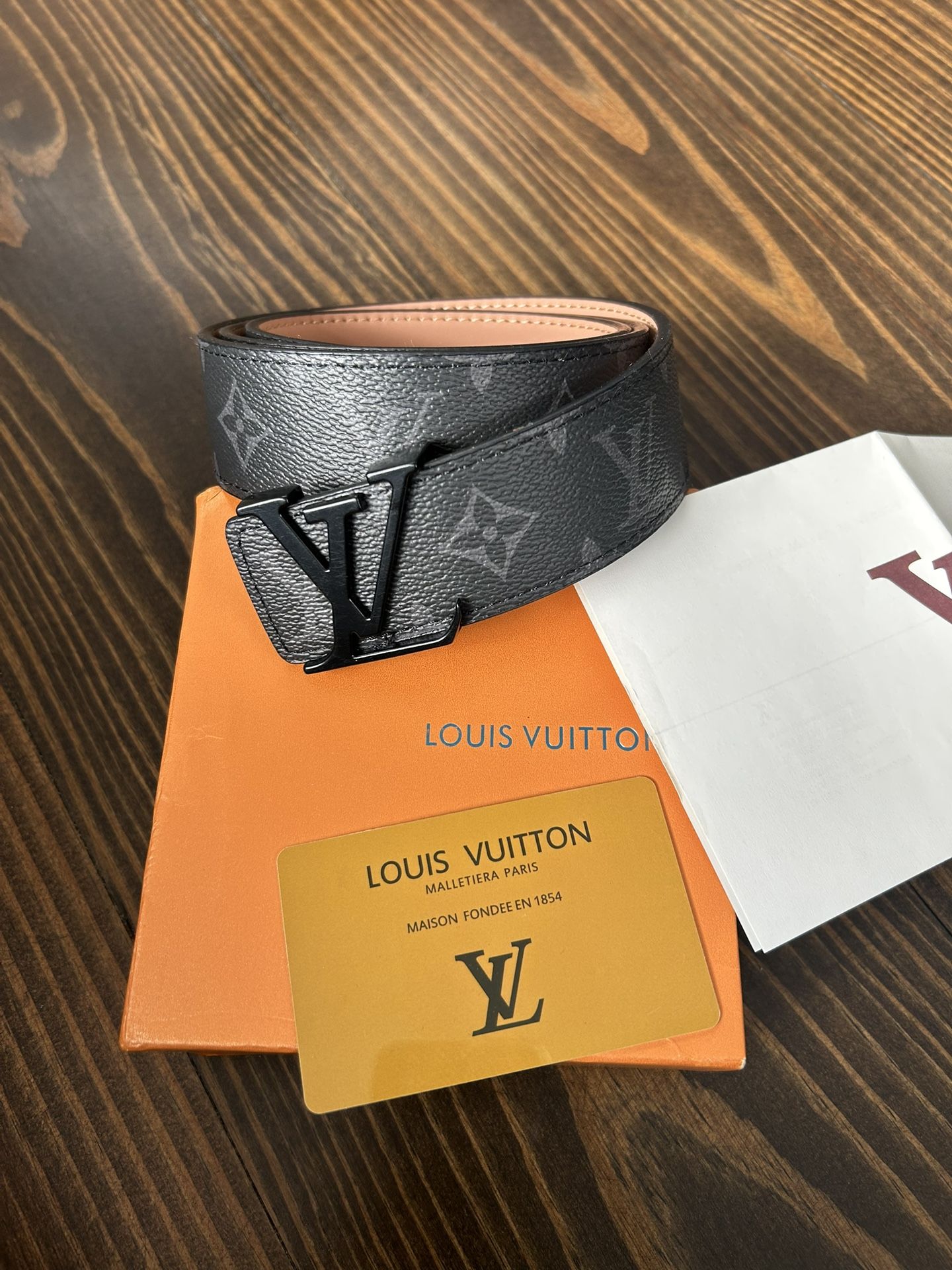 LV Initiales 44” Matte Black Belt