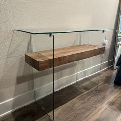 Narrow Glass Console Table with Storage