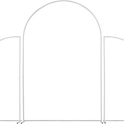 Wedding Arch Backdrop Stand 3PCS Metal Wedding Arch Backdrop Stand, Gold/White Fan-Shaped Stand for Wedding Ceremony Party Decoration(White)