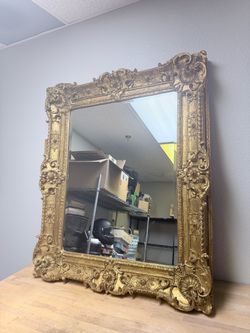 Elegant Large Antique Gold Louis XV Decorative Mirror – Large 42.5” x 49.5”
