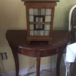 Half Circle Wooden Accent Table 