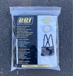 Back Support Belt Size: XL (40-48) Heavy Duty, Brand New by RRI Safety Products Black industrial back support belt by R&R Industries.