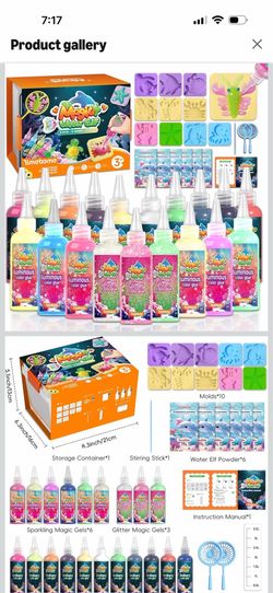 Timetome Magic Water Elf Toy Kit for Kids – 20 Gels (11 Standard + 6 Glitter + 3 Glow) & 10 Molds, DIY Squishy Maker, Aqua Fairy Gel Toys, Night Glow 