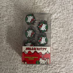 Hello kitty Christmas wreath shower curtain hooks