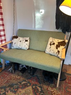 Small green sofa Small sofa Small couch Sofa Couch Studio furnishings green Couch bedroom size couch cute room chair
