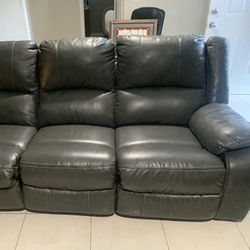 Dark Grey Leather Sofa Recliner 