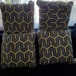 4 Classic 20" Square Denim Blue Decorator Pillows