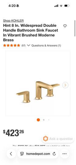 Kohler Hint 8 In. Widespread Handle Bathroom Sink Faucet In Vibrant Brushed Moderne Brass