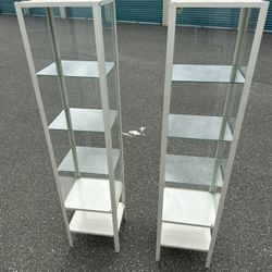 Set Of Metal And Glass Displays With 5 Shelves 