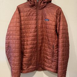 Patagonia Nano Puff Hoodie Full Zip Insulated Puffer Puffy Jacket Orange Red Mens sz XL Extra Large