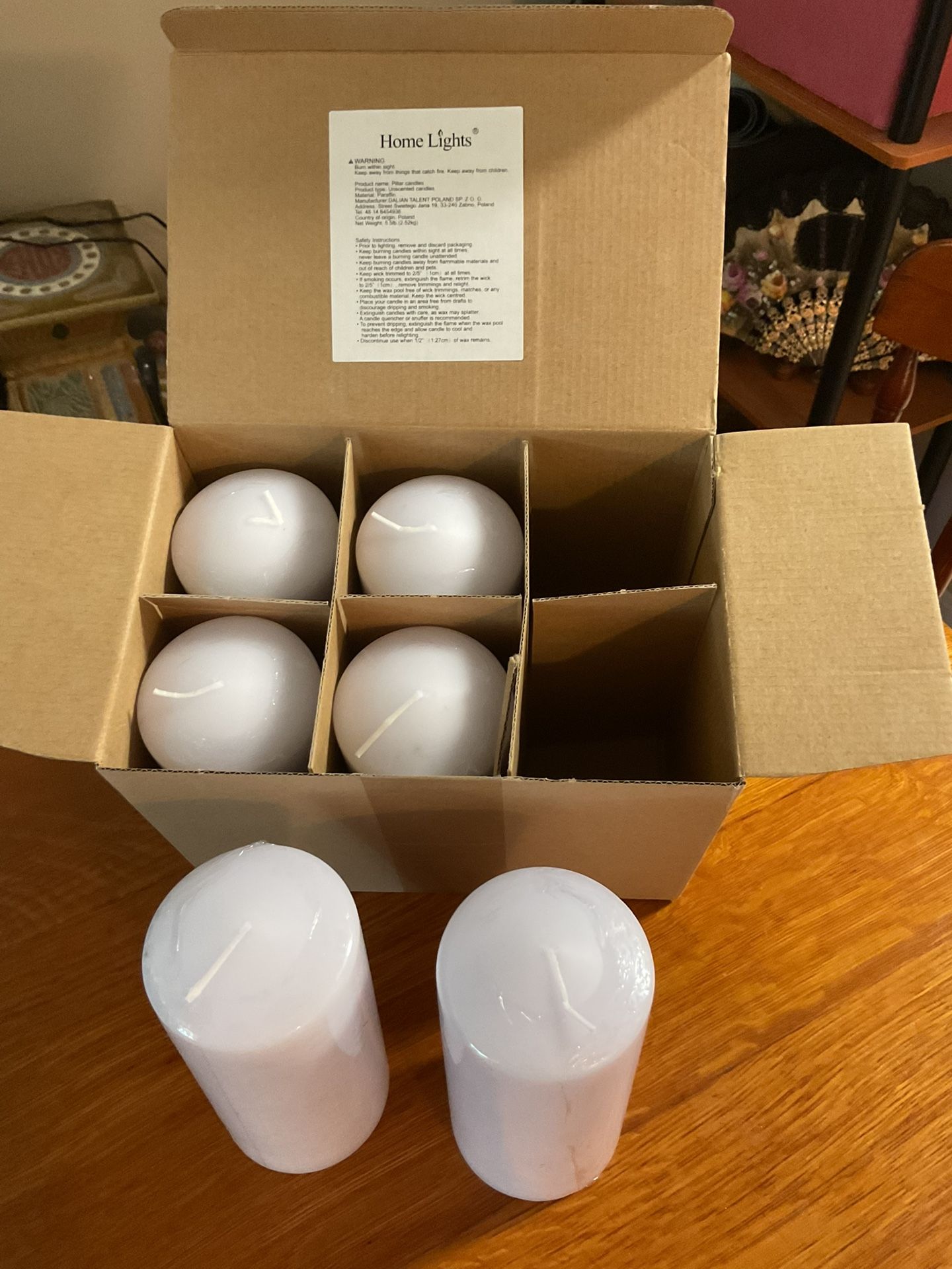 Case Of 24 5 1/2” Home Light Pillar Candles- New