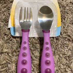 NUK First Essentials Kiddy Cutlery Fork & Spoon Set 18+M, Purple