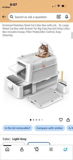 Enclosed Stainless Steel Cat Litter Box with Lid，XL Large Metal Cat Box with Drawer for Big Cats,Top Exit Kitty Litter Box Includes Scoop, Filter Peda