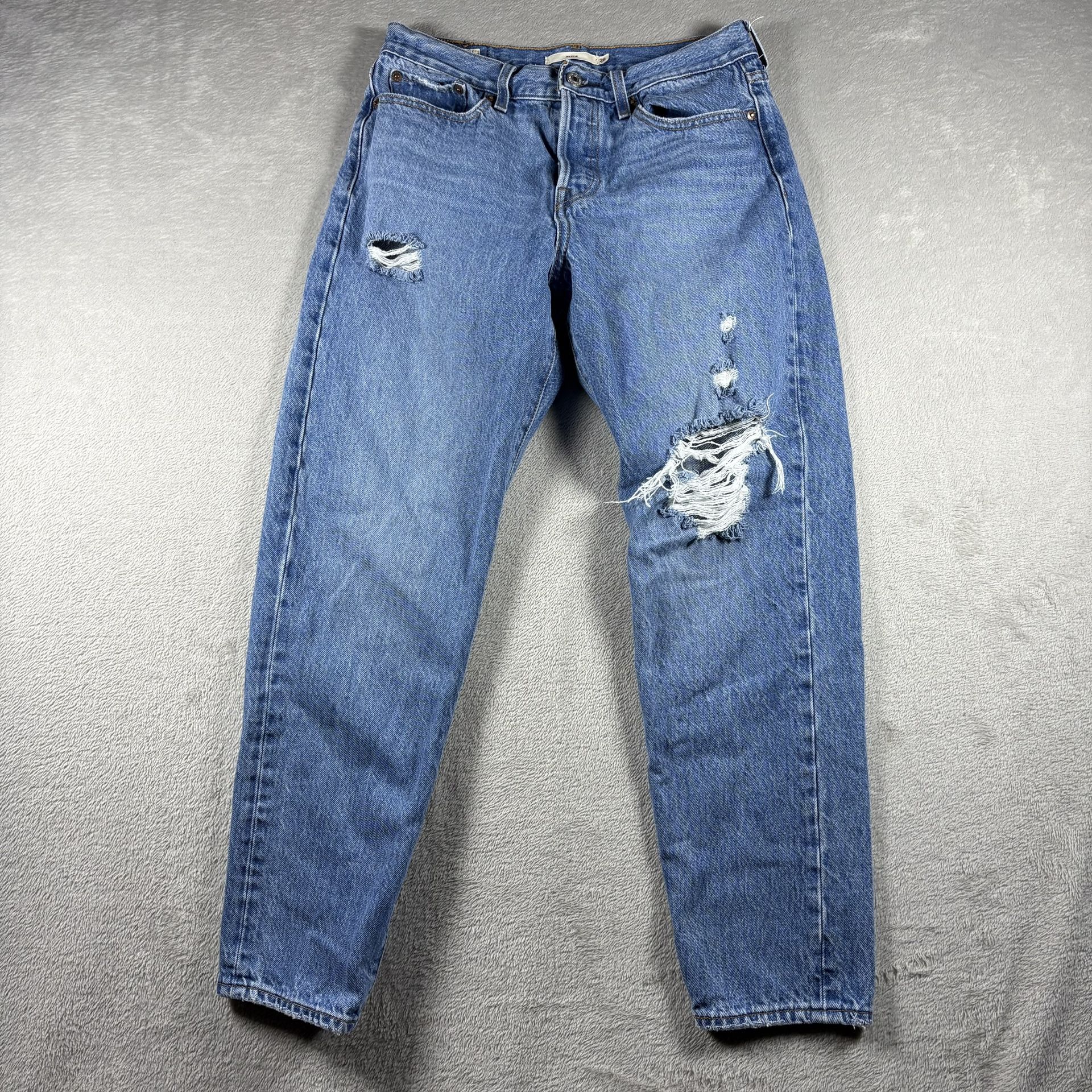 Levis Wedgie Straight Jeans Women’s 28x28  Blue Denim High Rise Button Fly #1A