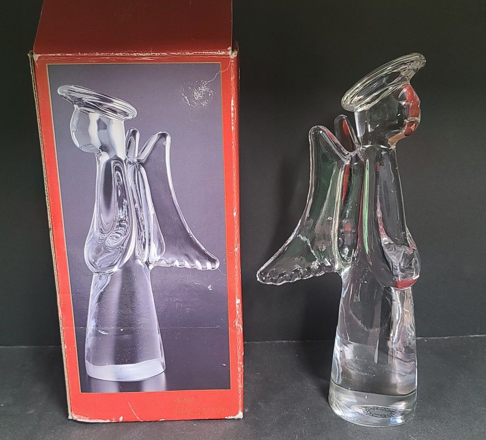 Beautiful Vintage Toscany 24% Lead Crystal Angel Figurine With Original Box