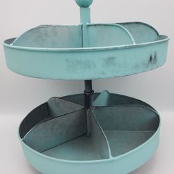 2 tier Vintage Metal Lazy Susan Organizer