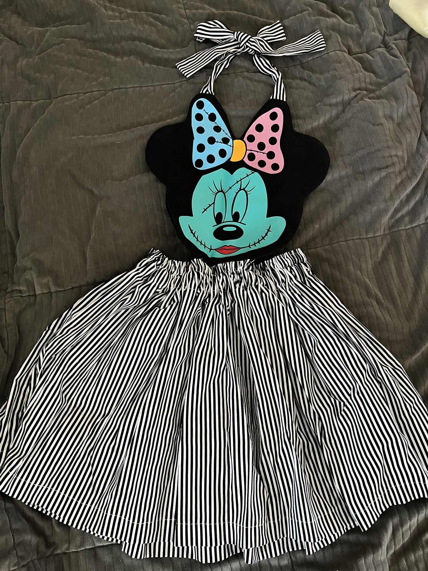 Girls Disney Minnie Mouse Nightmare before Christmas inspired backless dress