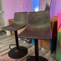 Set of 2 Adjustable Bar Stools – Gray Faux Leather | $40 for the pair PICKUP ONLY