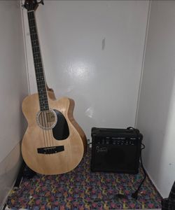 Bass guitar and amp