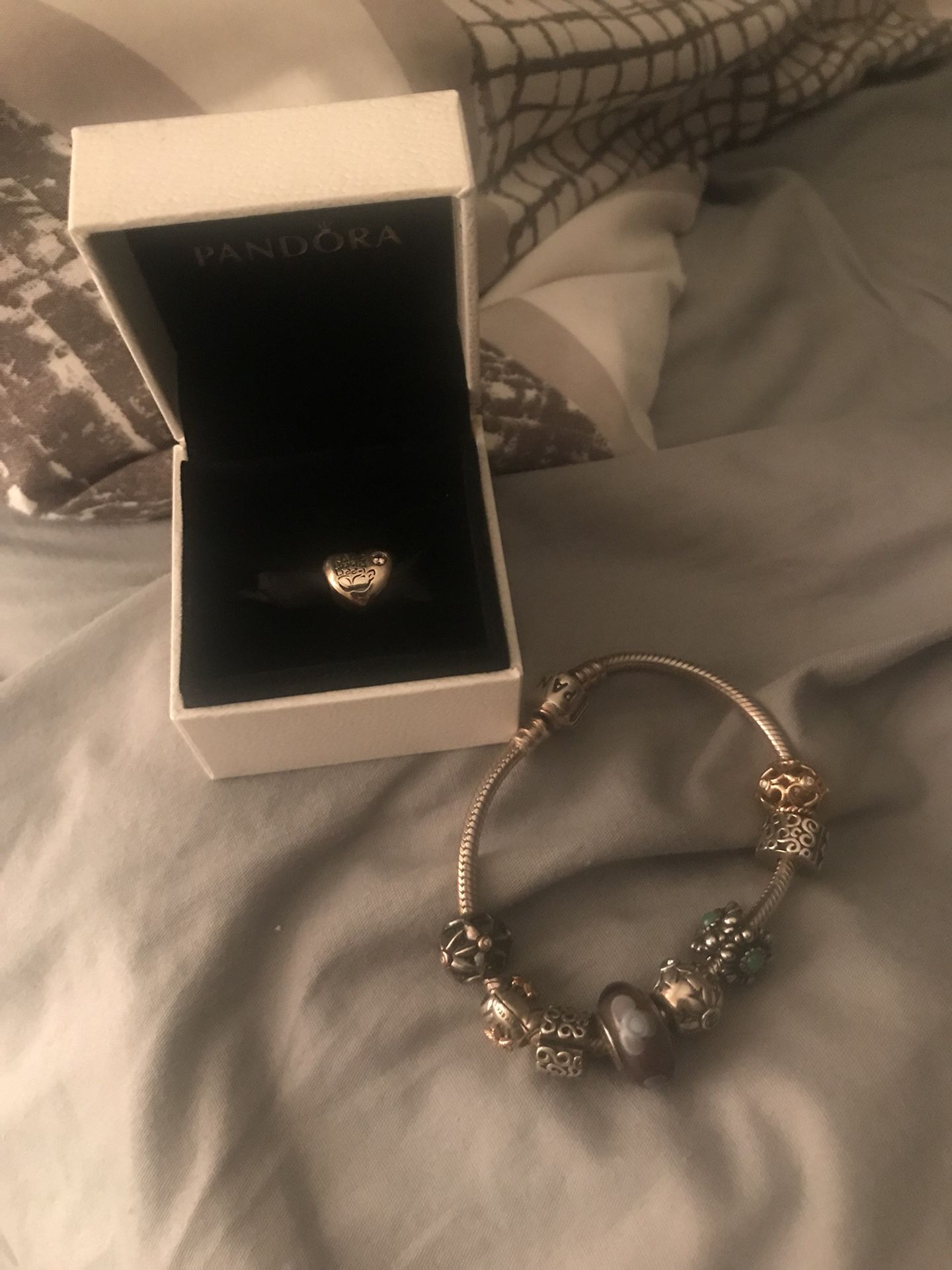 Pandora bracelet with charms