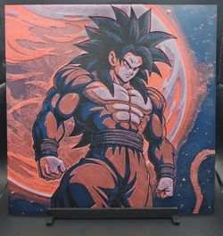 Dragon Ball GT Super Saiyan 4 Goku UV Glow 3D Printed Art Board with Stand