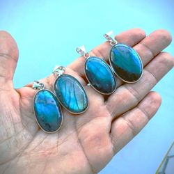 Four Sterling silver Labradorite Pendants on Sterling Silver Chain