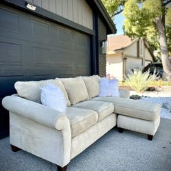 FREE DELIVERY 🛻 Premium Beige Microfiber L-Shape Sectional W/Reversible Chaise