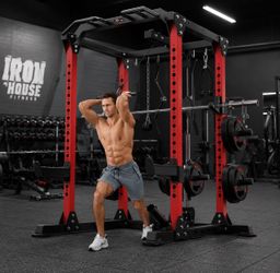Power Rack Power Cage Multi-Function Squat Rack with Cable Crossover System Selectable More Training Attachment Power Rack for Garage & Home Gym