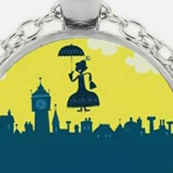 NEW Vintage Mary Poppins Photo Glass Chain Pendant Necklace