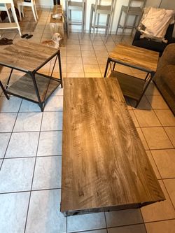 Coffee table and end table gray wood - needs to go today!